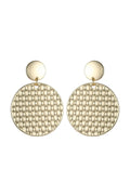 Gold Tone Mesh Textured Circle Earrings-0