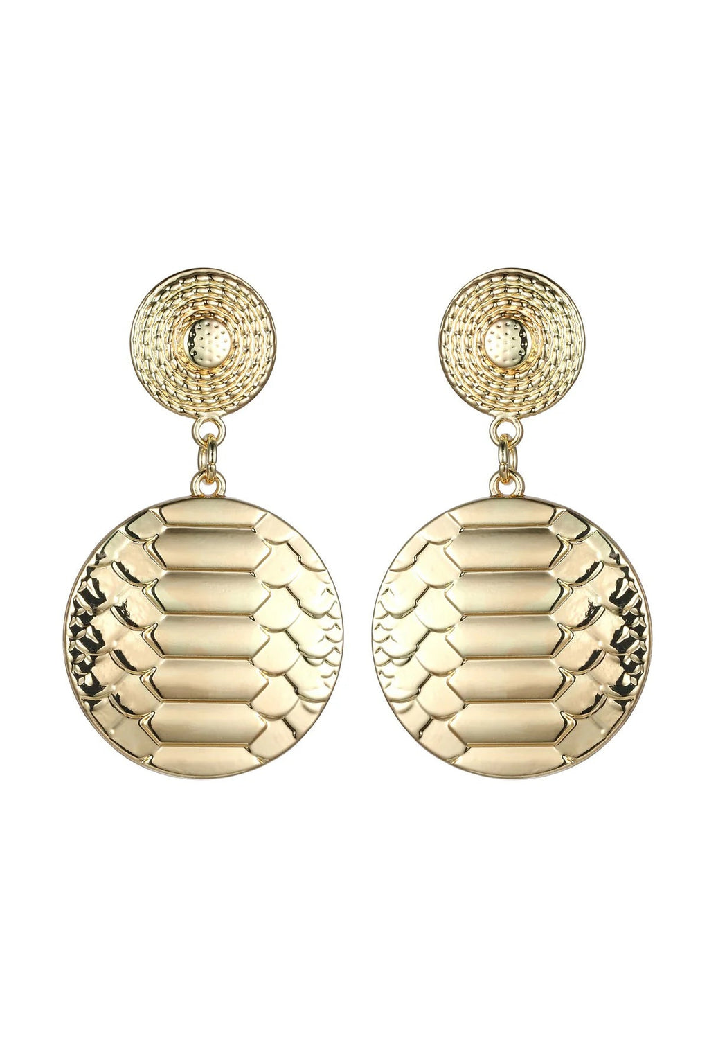 Gold Tone Snake Print Earrings-0
