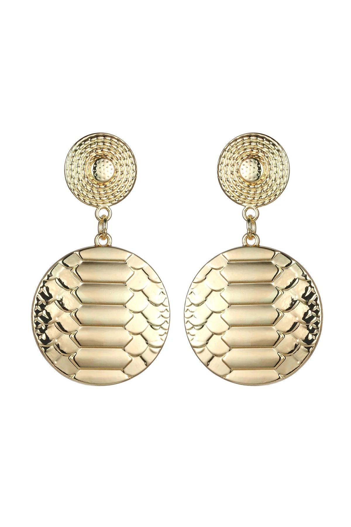 Gold Tone Snake Print Earrings-0