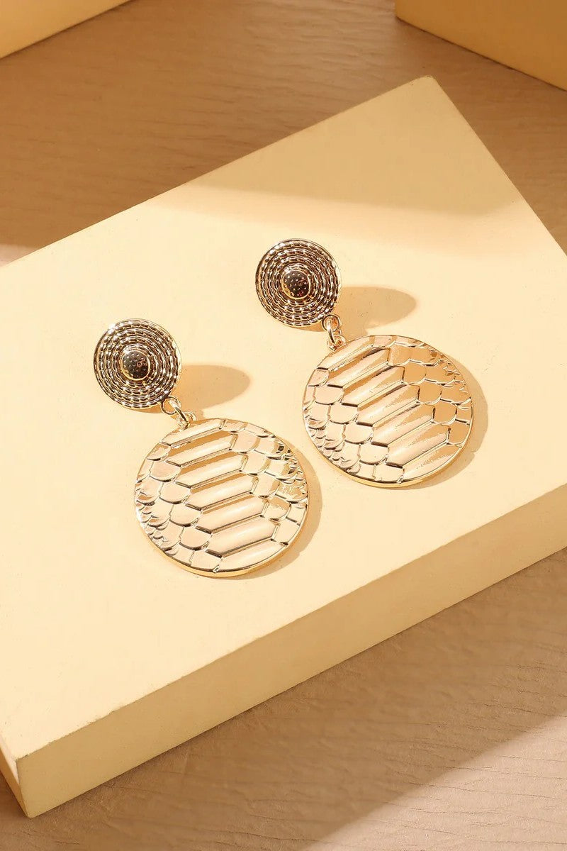 Gold Tone Snake Print Earrings-1