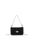 Black Velvet Small Evening Bag with Silver Knot Handle-0