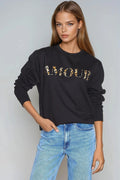Black Amour Leopard Print Sweatshirt-0