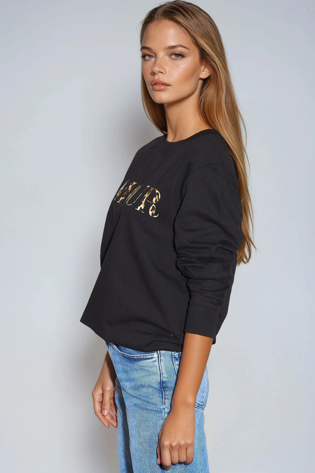 Black Amour Leopard Print Sweatshirt-1