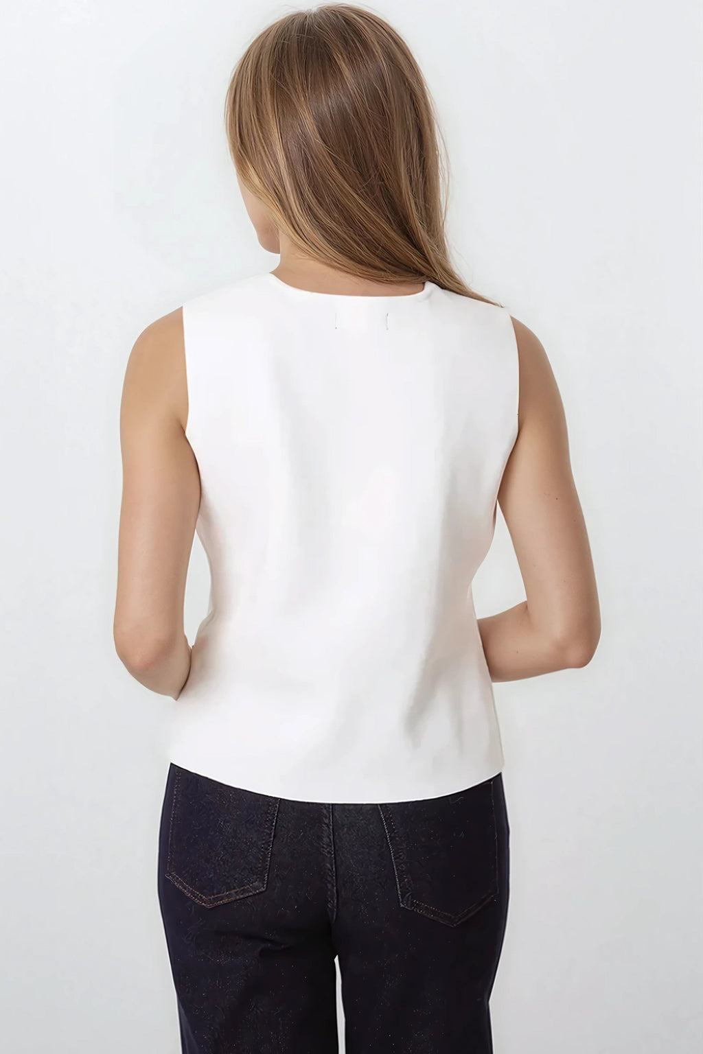 Ivory Asymmetric Fine Knit Waistcoat-3