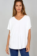 Ivory Oversized V Neck T Shirt-0