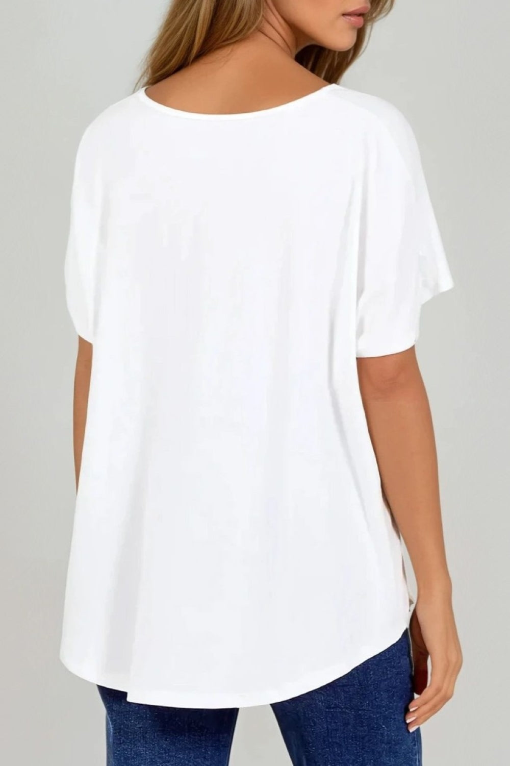 Ivory Oversized V Neck T Shirt-1