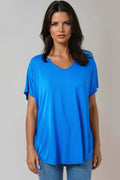 Royal Blue Oversized V Neck T Shirt-0