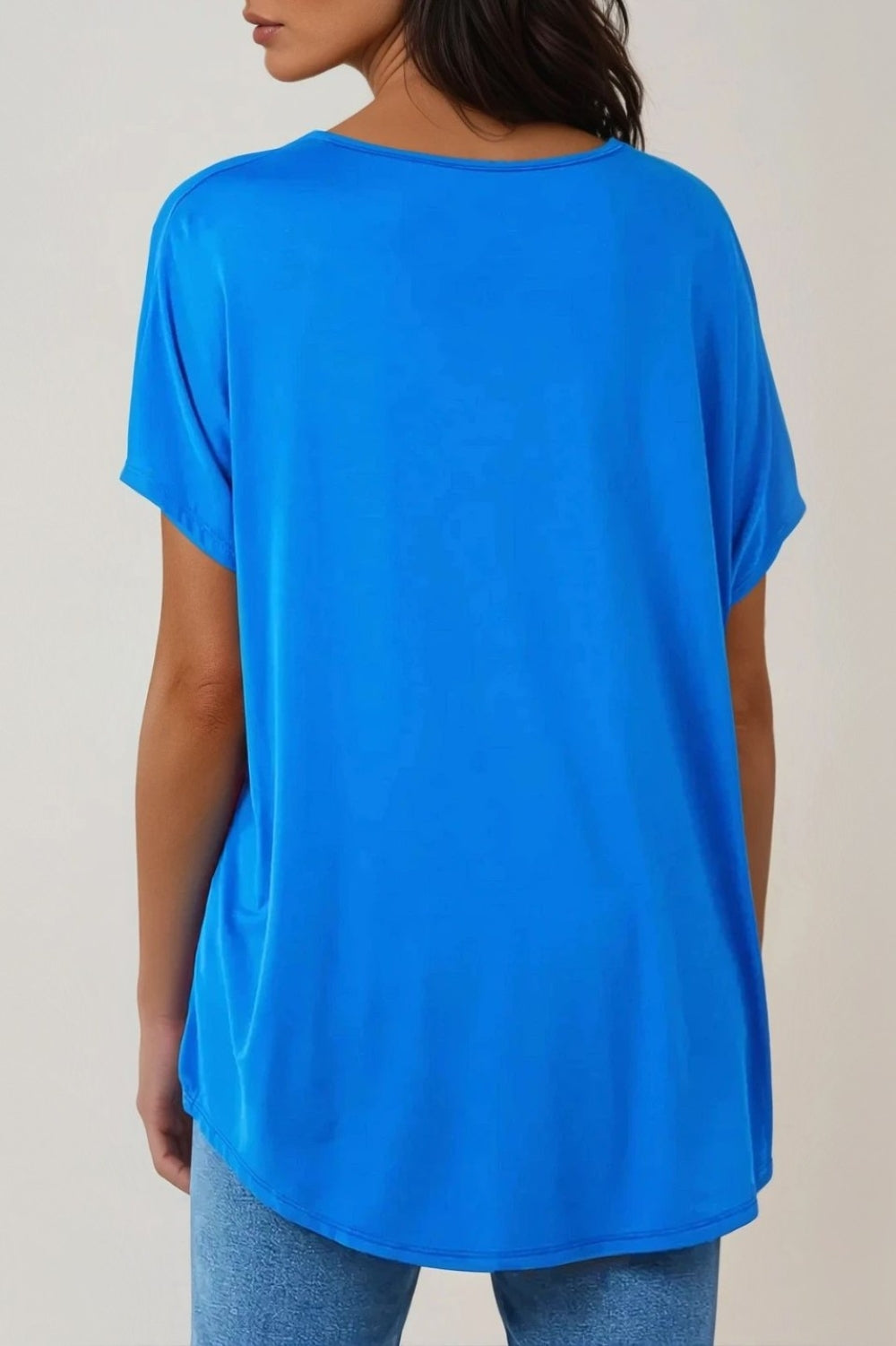 Royal Blue Oversized V Neck T Shirt-1