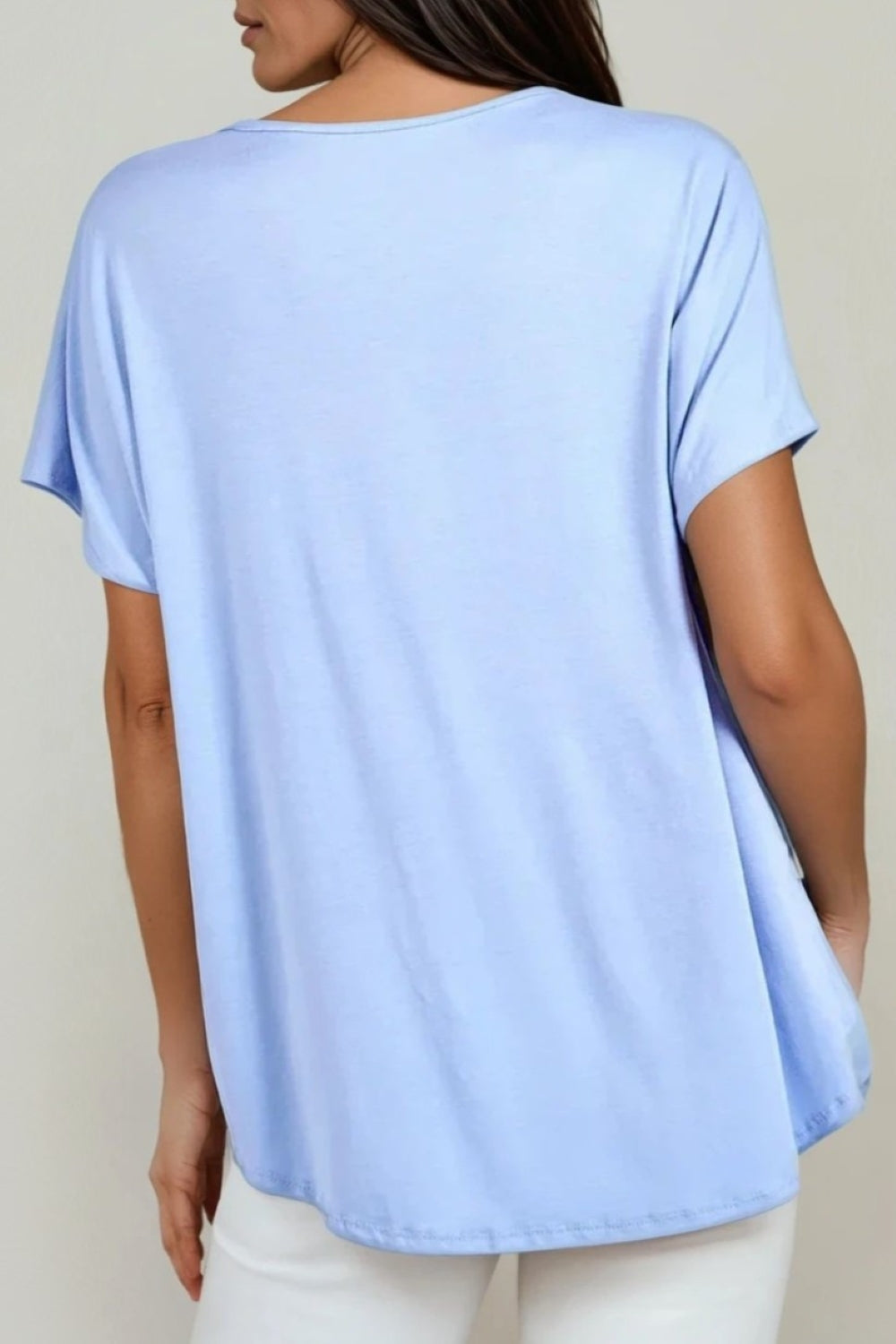 Light Blue Oversized V Neck T Shirt-1