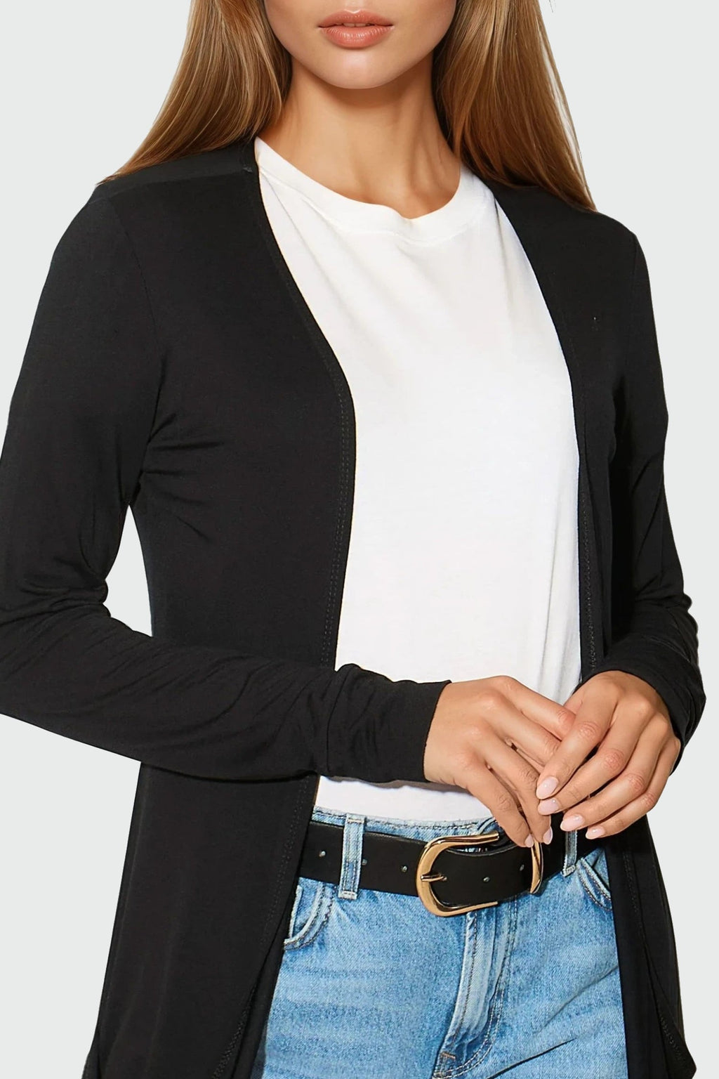 Black Boyfriend Cardigan with Pockets-2