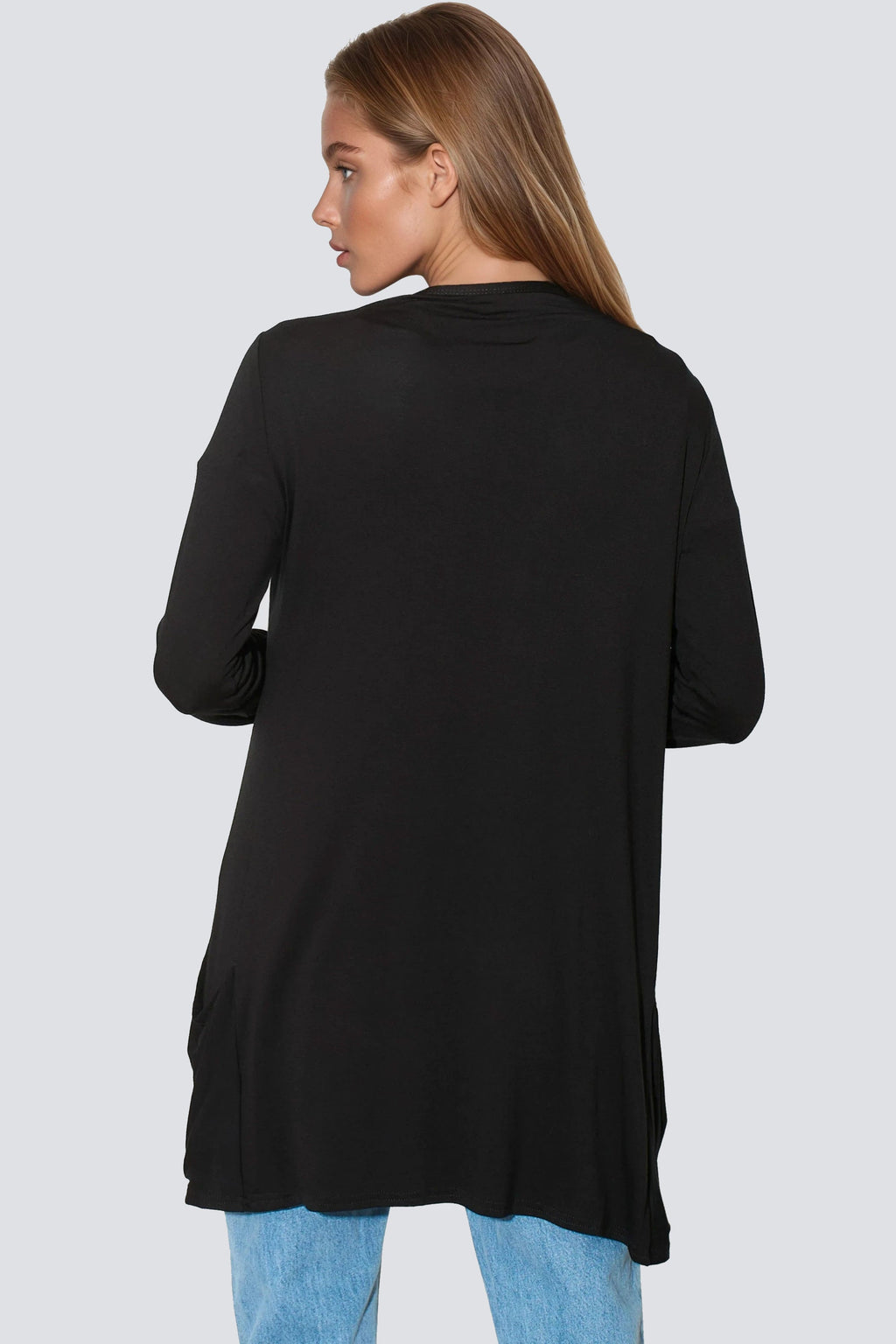 Black Boyfriend Cardigan with Pockets-3
