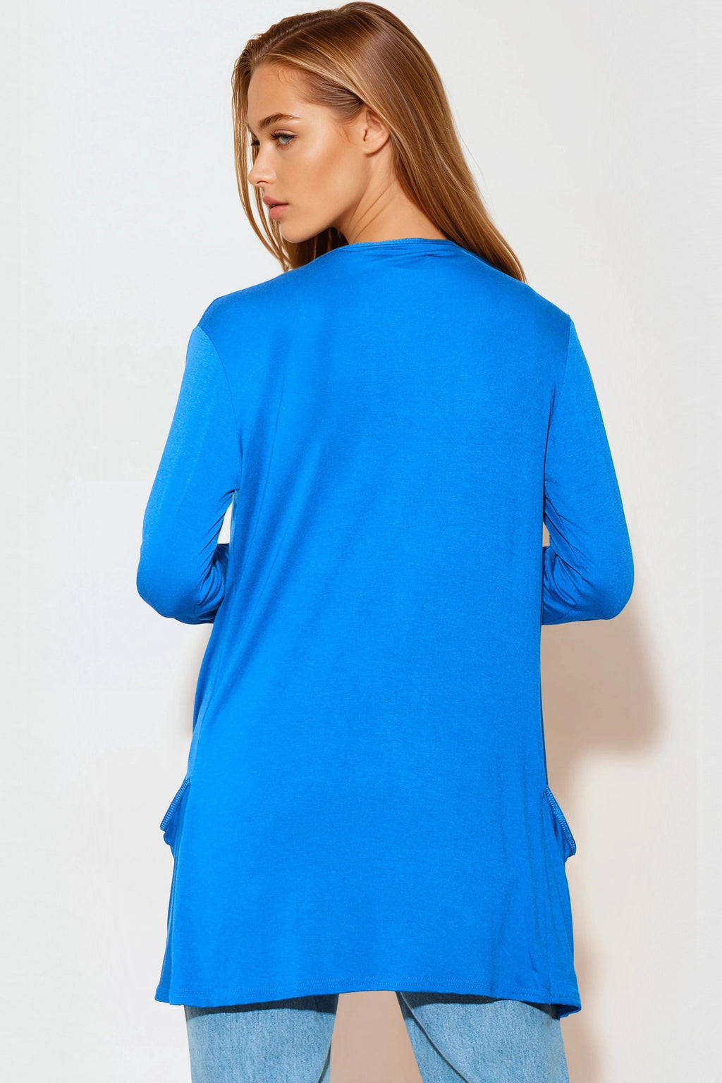 Royal Blue Boyfriend Cardigan with Pockets-3