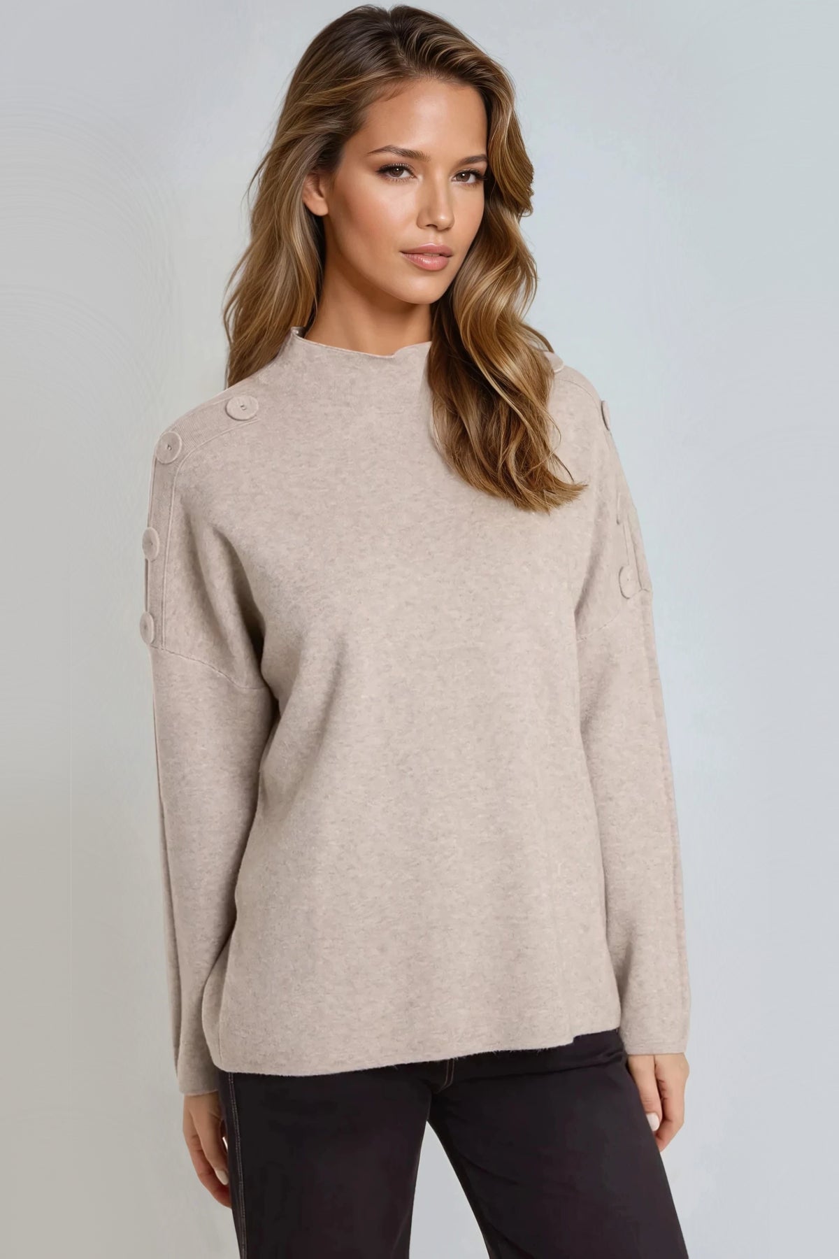 Mocha High Neck Jumper-0
