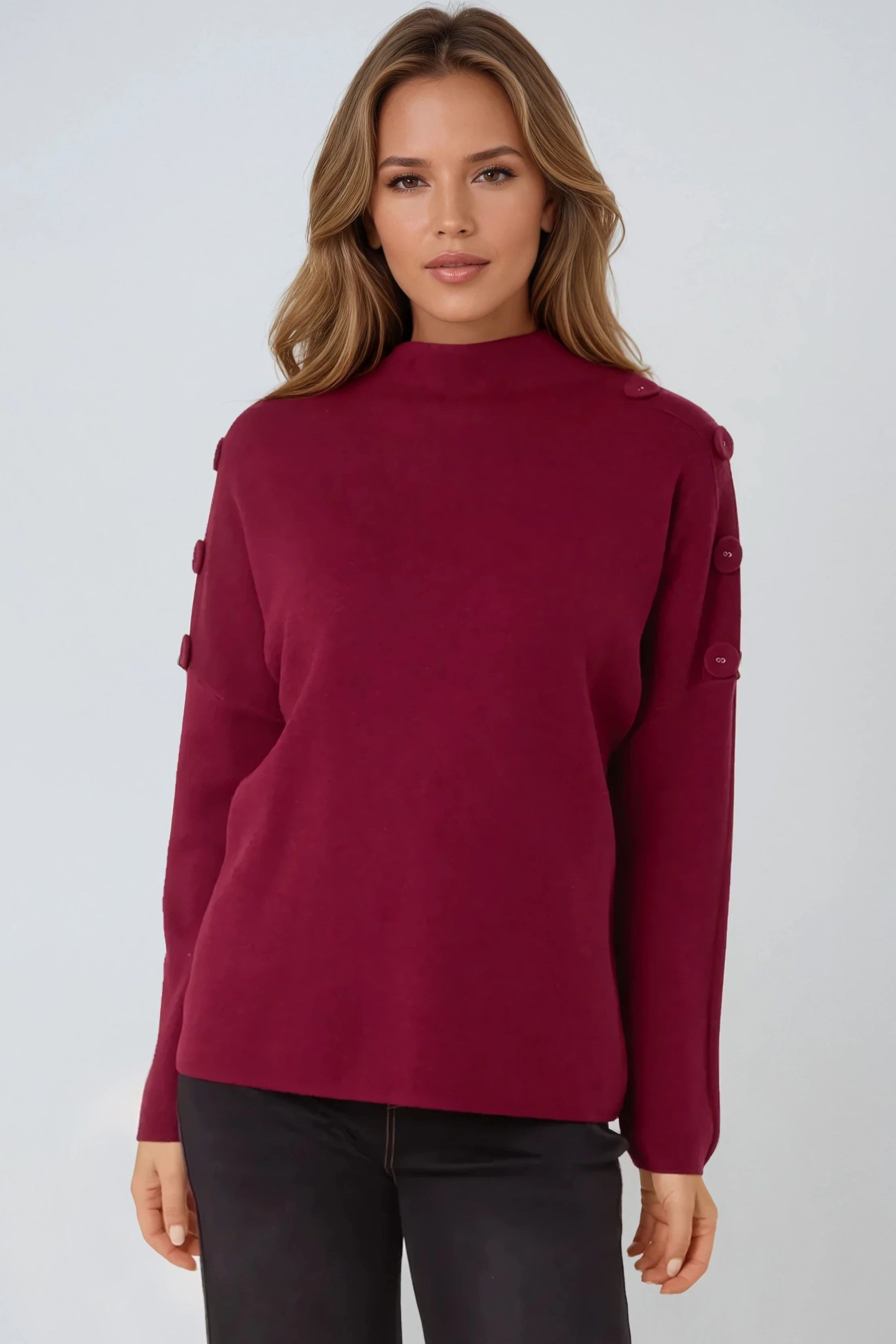 Wine High Neck Jumper-0