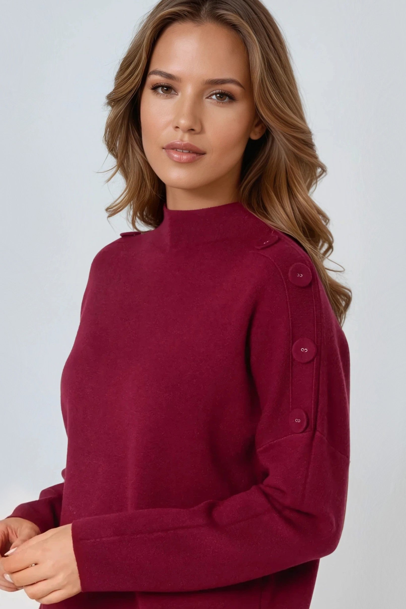 Wine High Neck Jumper-1