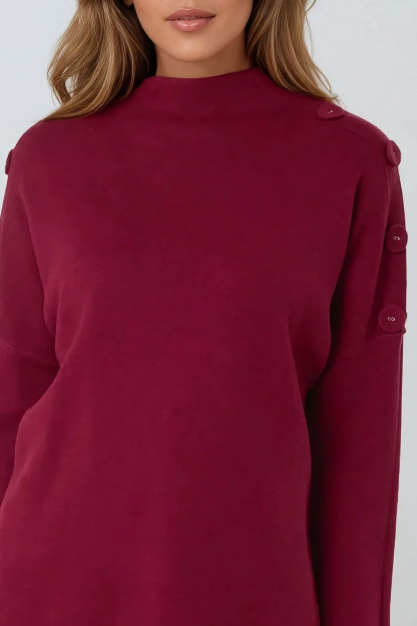Wine High Neck Jumper-2