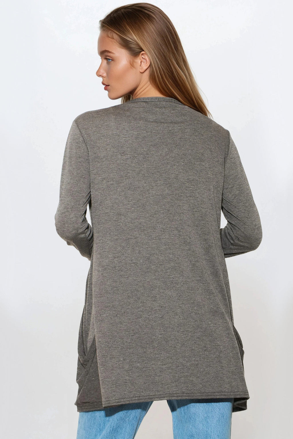 Charcoal Boyfriend Cardigan with Pockets-3