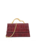 Cherry Red Croc Faux Leather Top Handle Bag-0