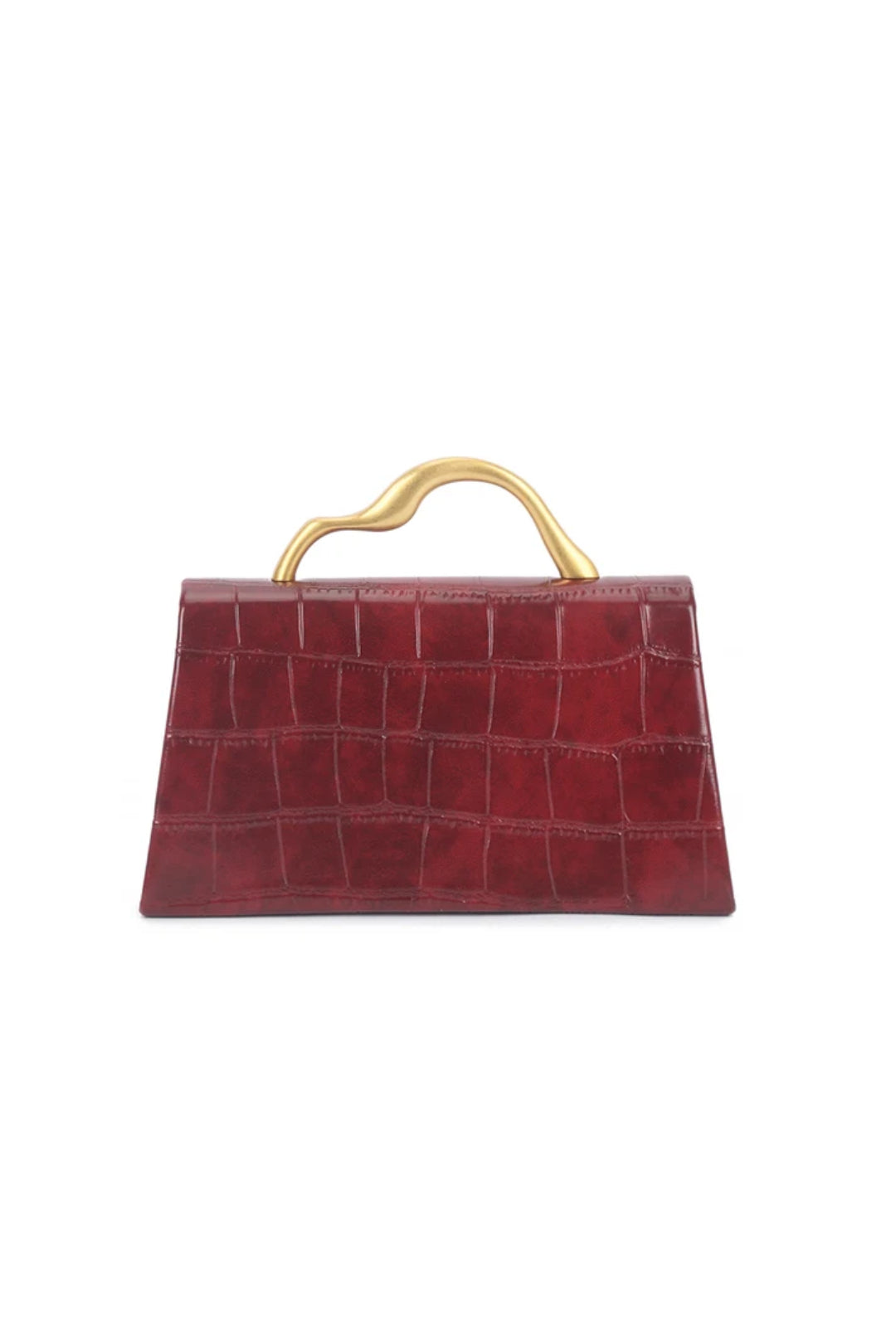 Cherry Red Croc Faux Leather Top Handle Bag-2