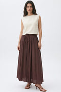 Brown Cotton Maxi Skirt-0