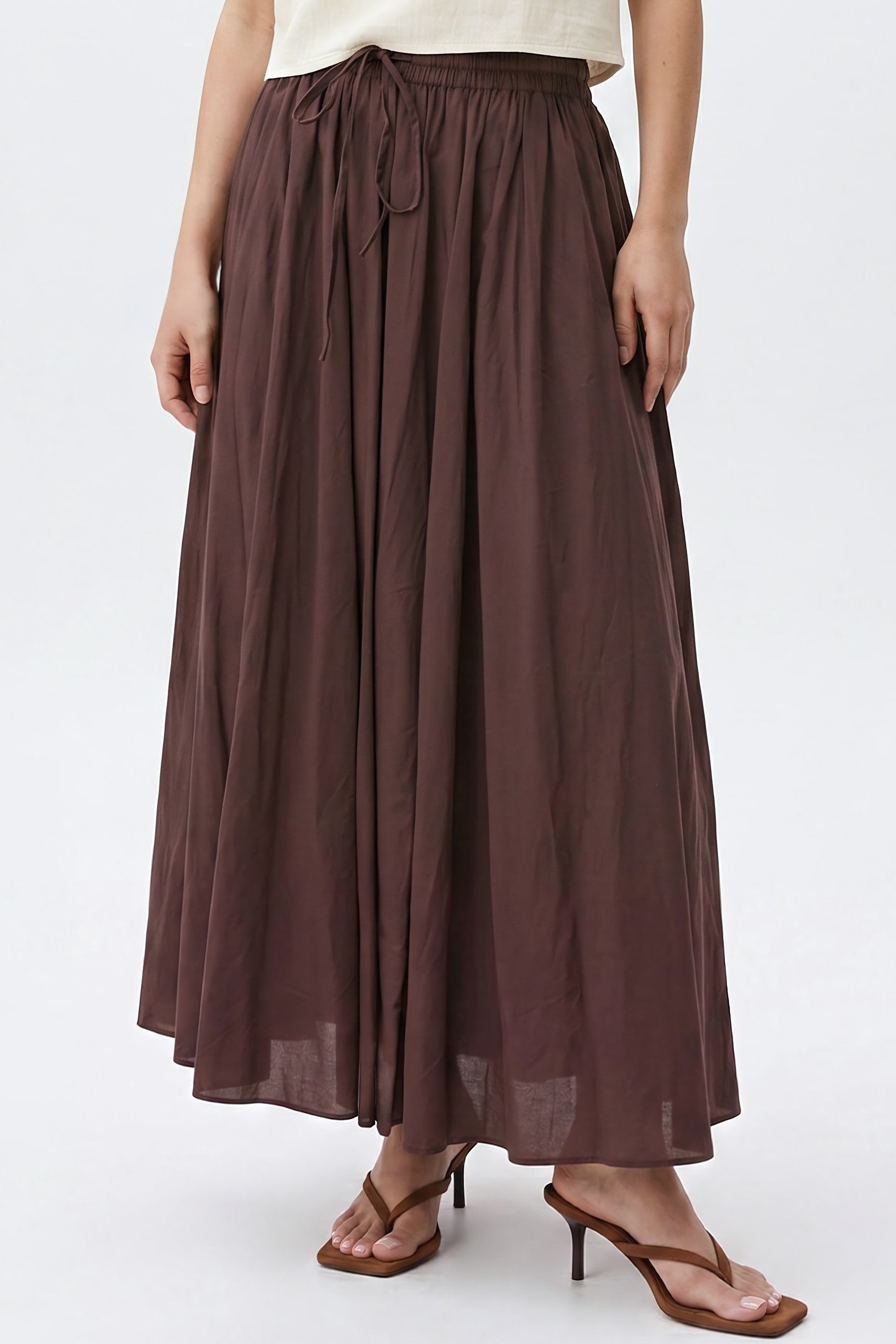 Brown Cotton Maxi Skirt-1