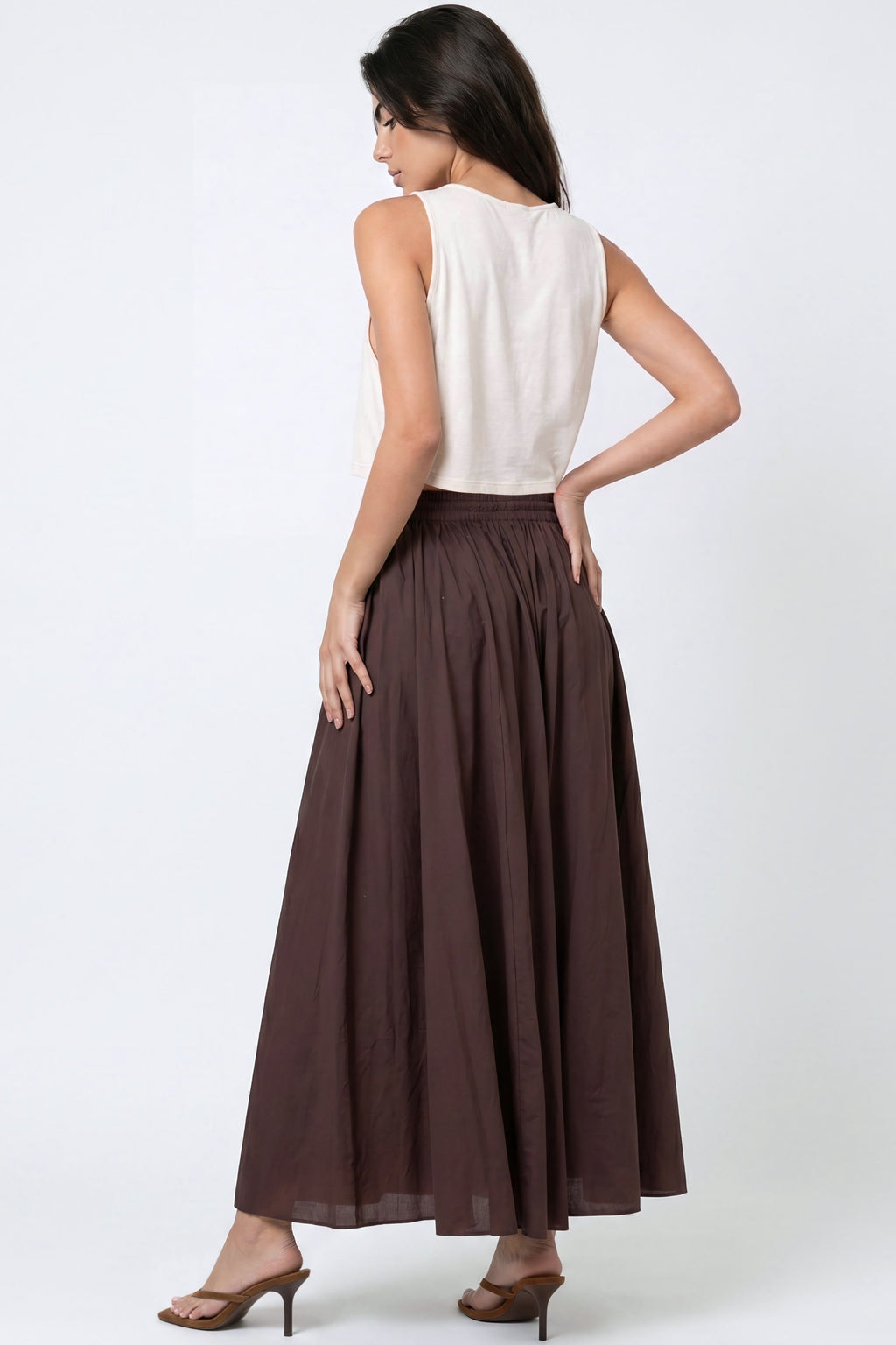 Brown Cotton Maxi Skirt-2