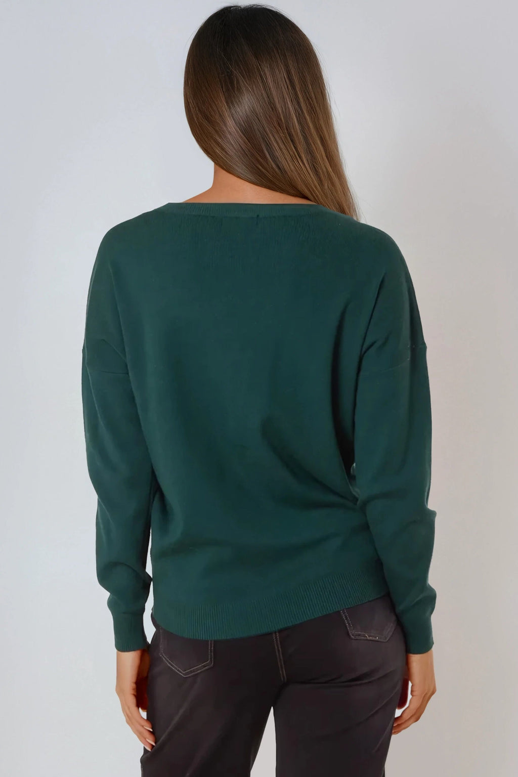 Green Crew Neck Fine Knit Jumper-2