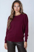 Burgundy Crew Neck Fine Knit Jumper-0