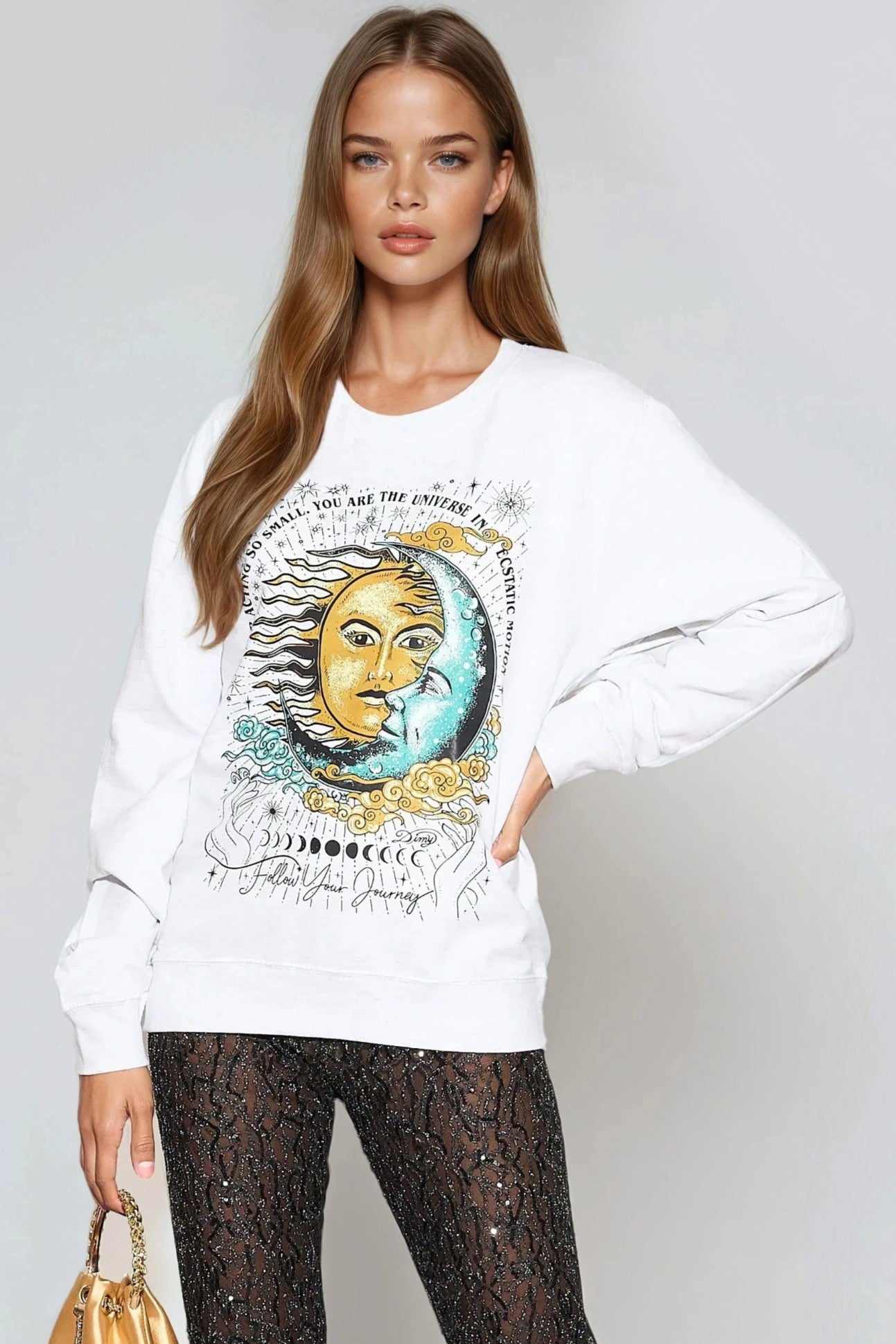 White Follow Your Journey Sweatshirt-2
