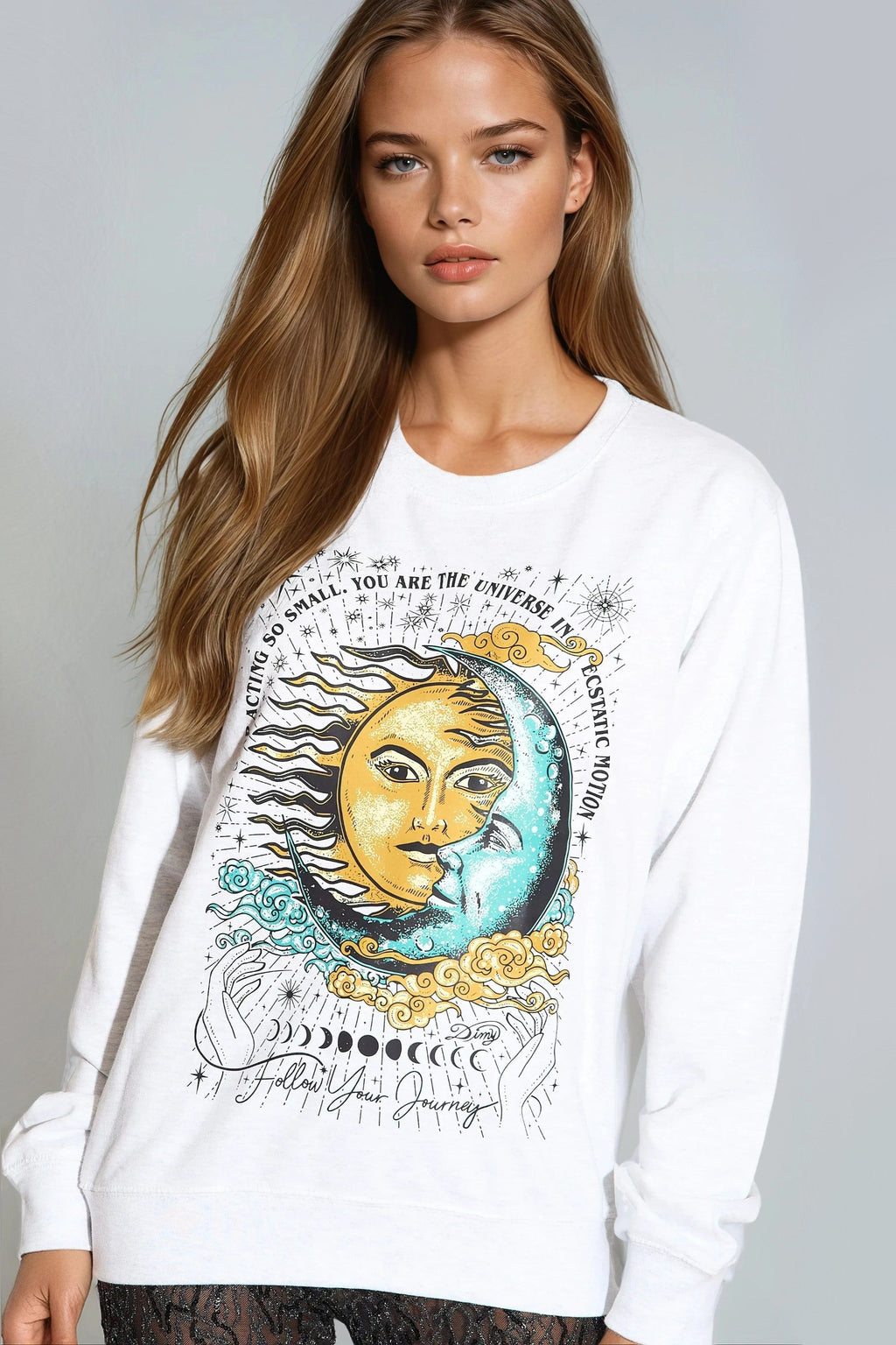 White Follow Your Journey Sweatshirt-1