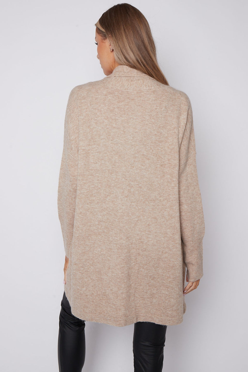 Beige Fringed Tassel Cardigan with Shawl Collar-3