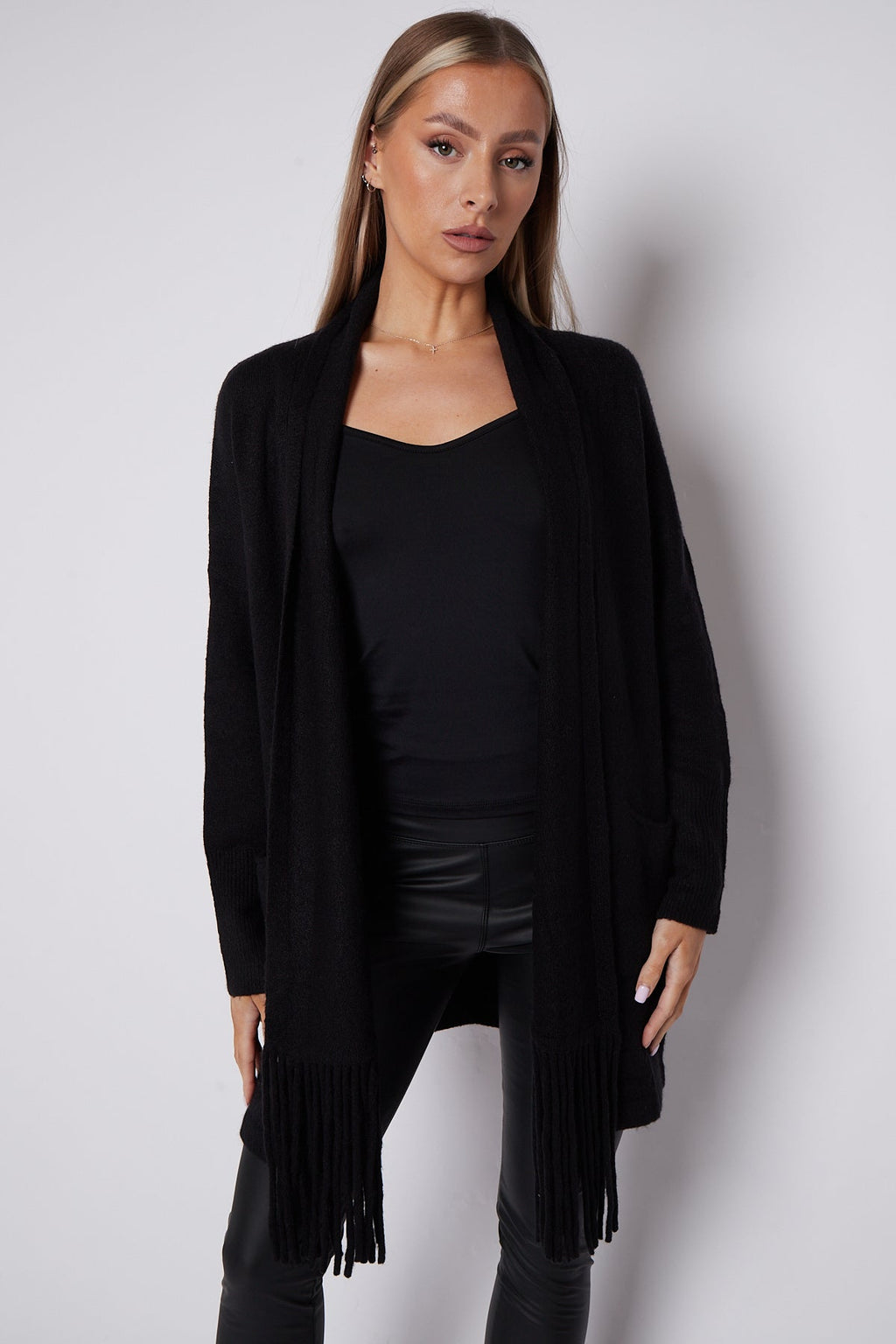 Black Fringed Tassel Cardigan-1