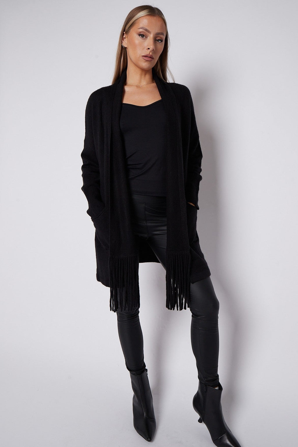 Black Fringed Tassel Cardigan-4