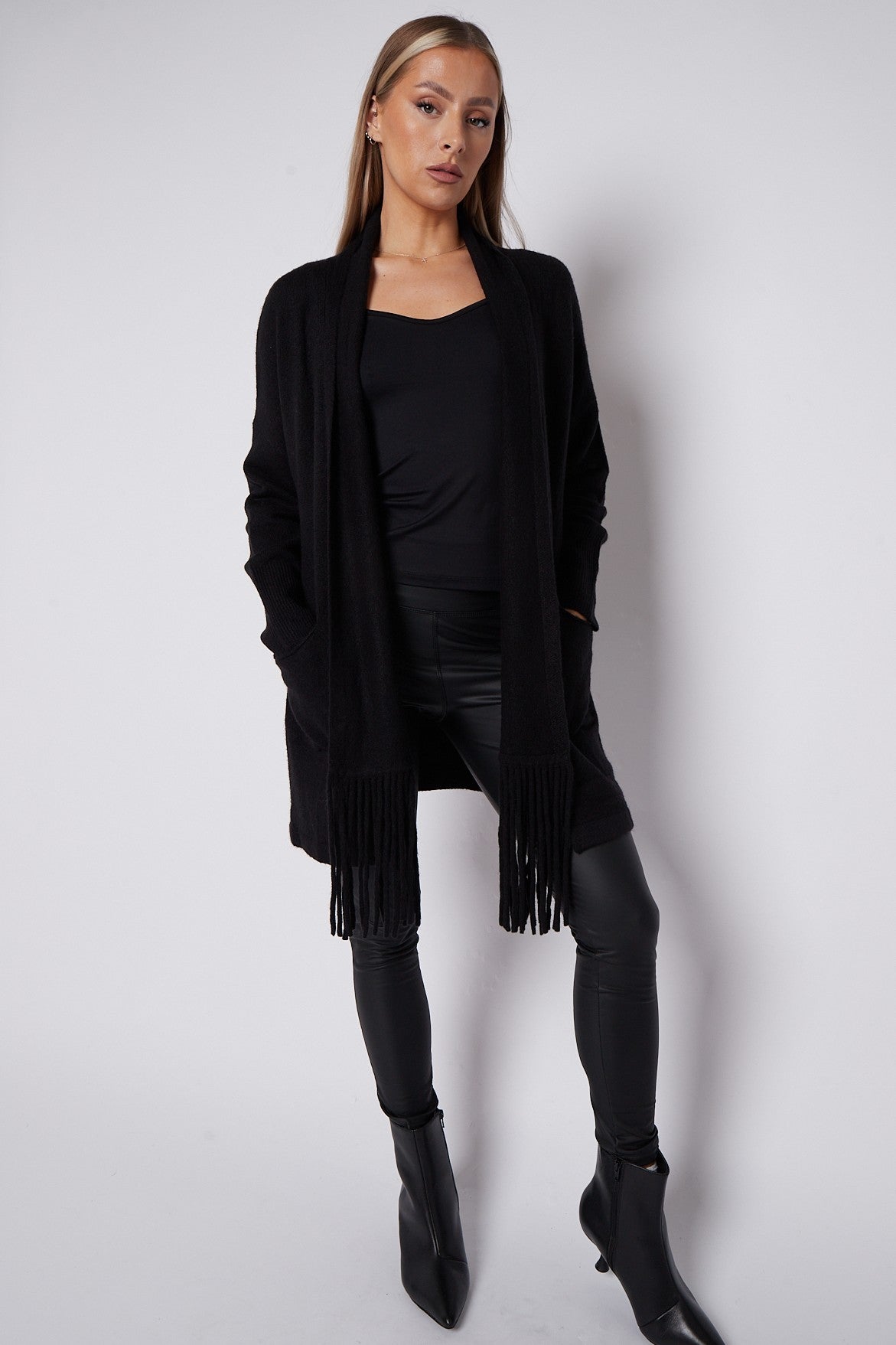 Black Fringed Tassel Cardigan-4