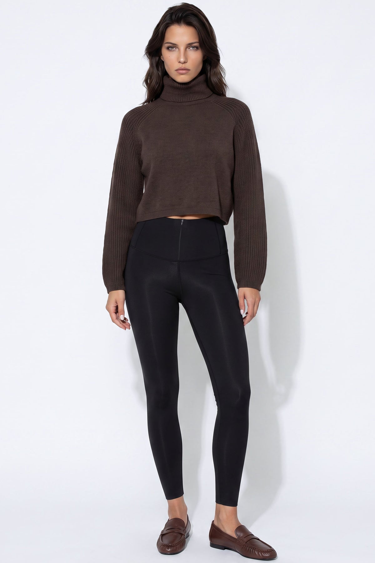 Black Zip‑Front Leggings-0