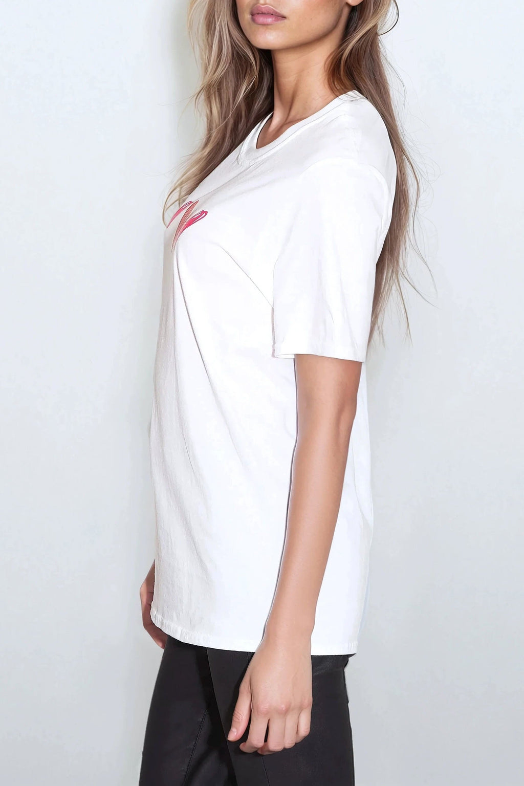 White Hearts Printed Cotton T Shirt-2