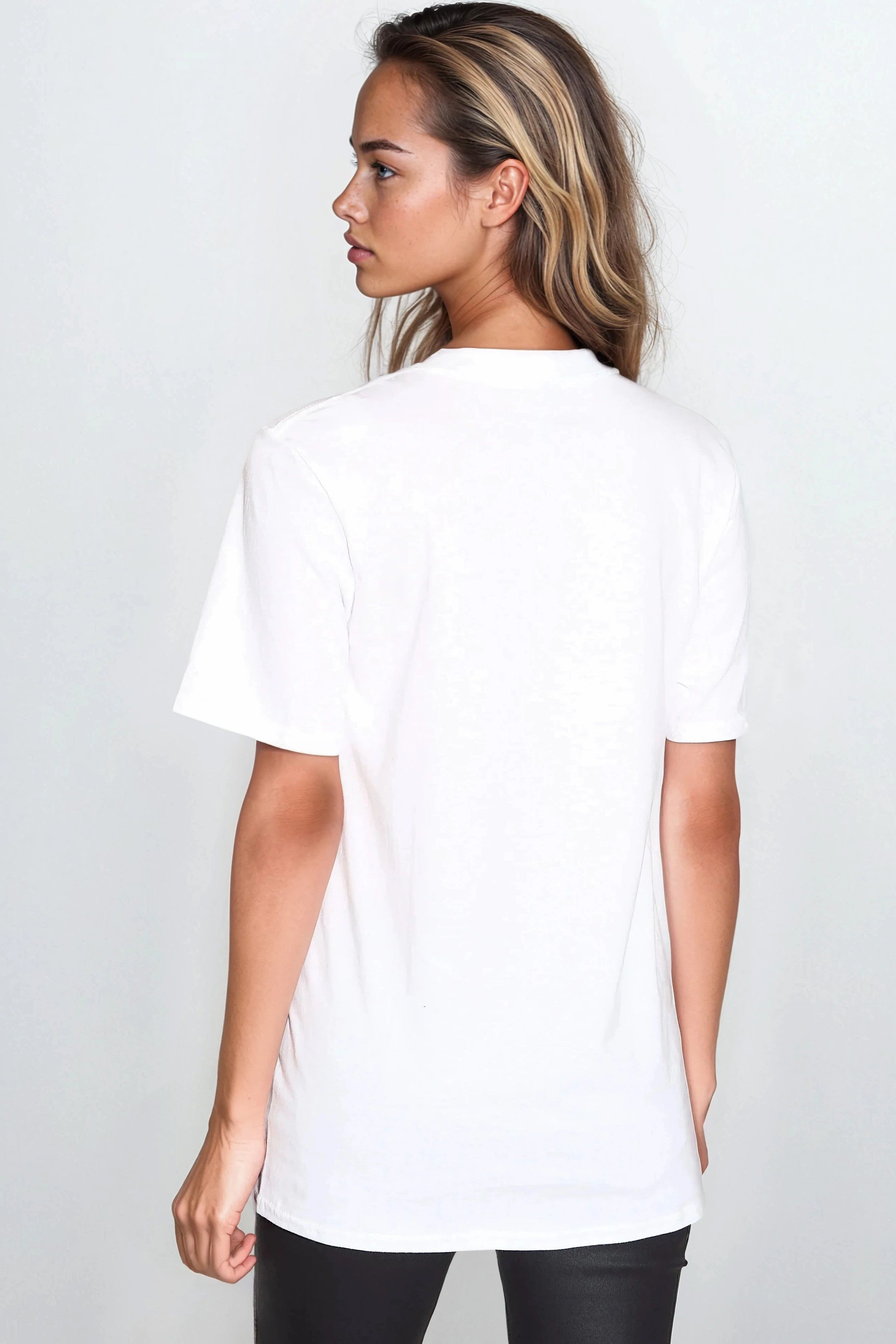 White Hearts Printed Cotton T Shirt-3