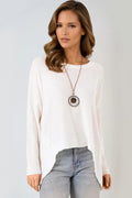 White Fine Knit Jumper With Necklace-0