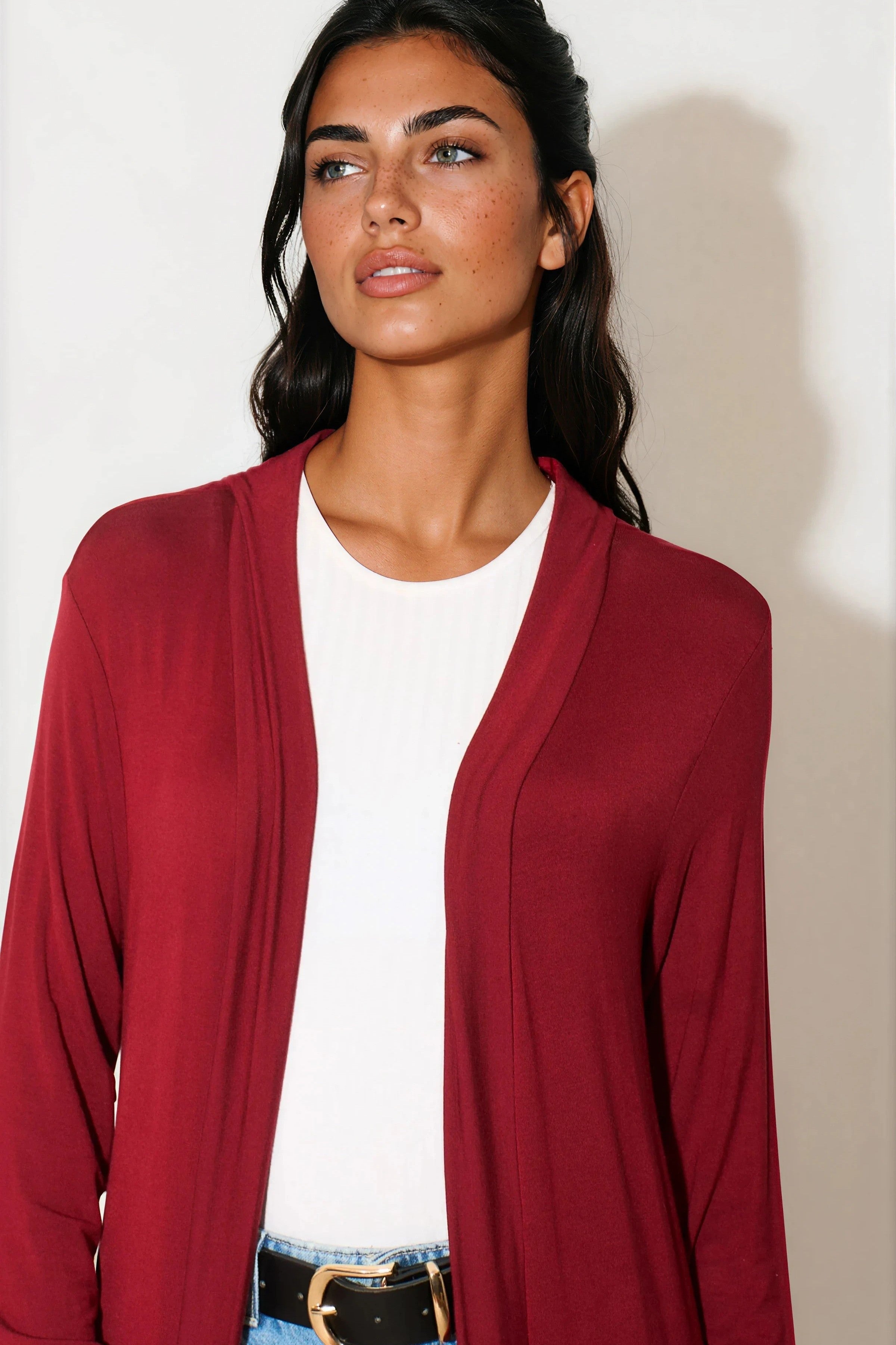 Wine Jersey Longline Cardigan-1