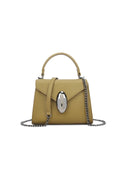 Olive Green Faux Leather Top Handle Handbag-0