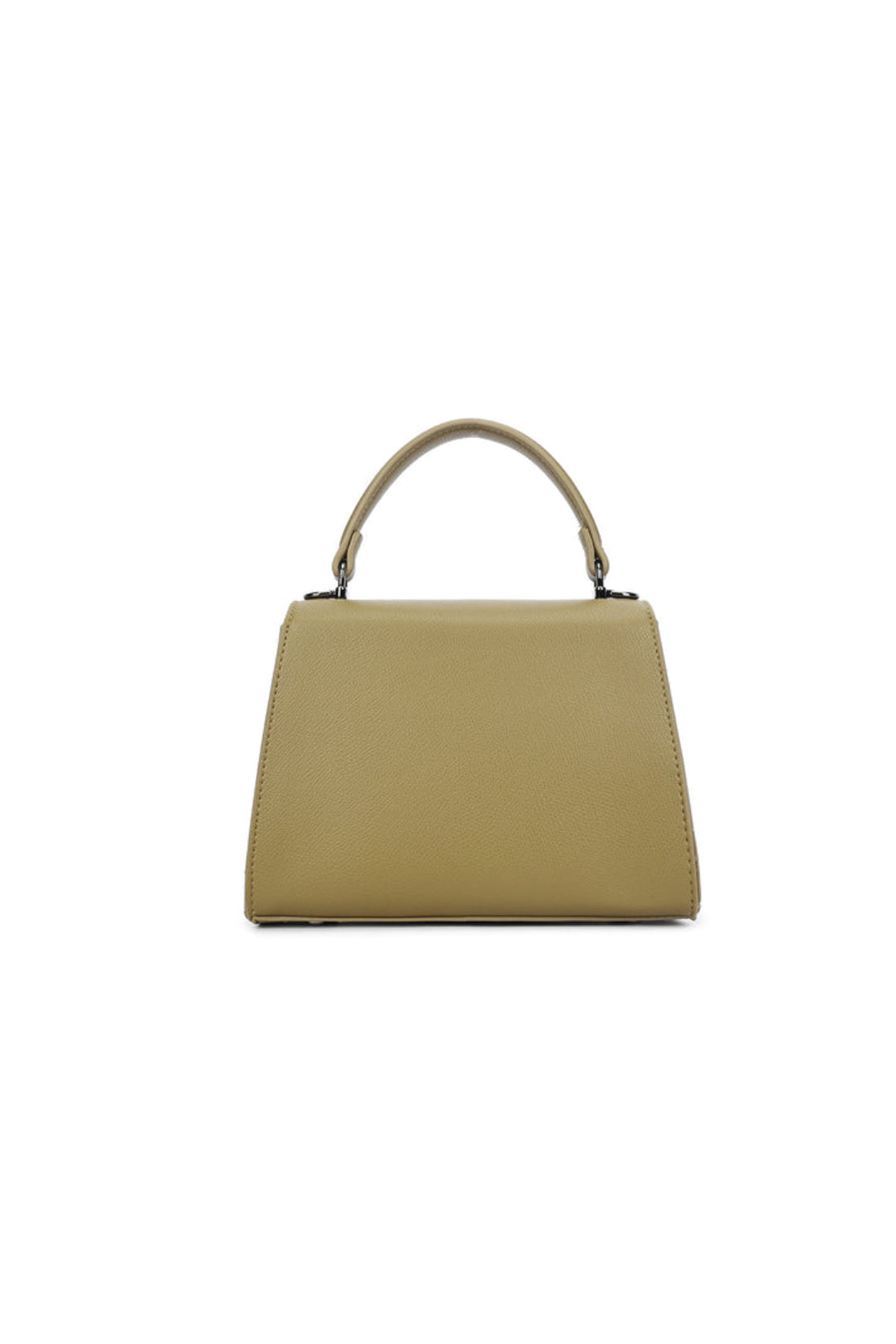 Olive Green Faux Leather Top Handle Handbag-2