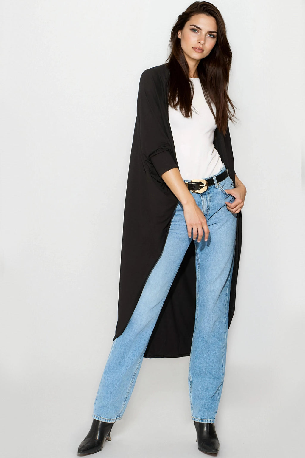 Black Batwing Sleeve Kimono Cardigan-0