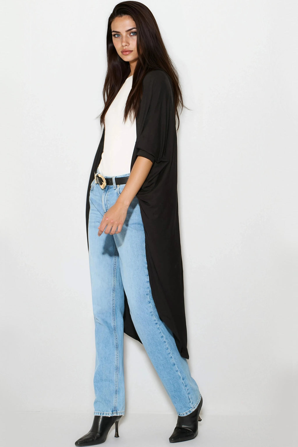 Black Batwing Sleeve Kimono Cardigan-1
