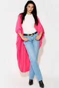 Fuchsia Batwing Sleeve Kimono Cardigan-0