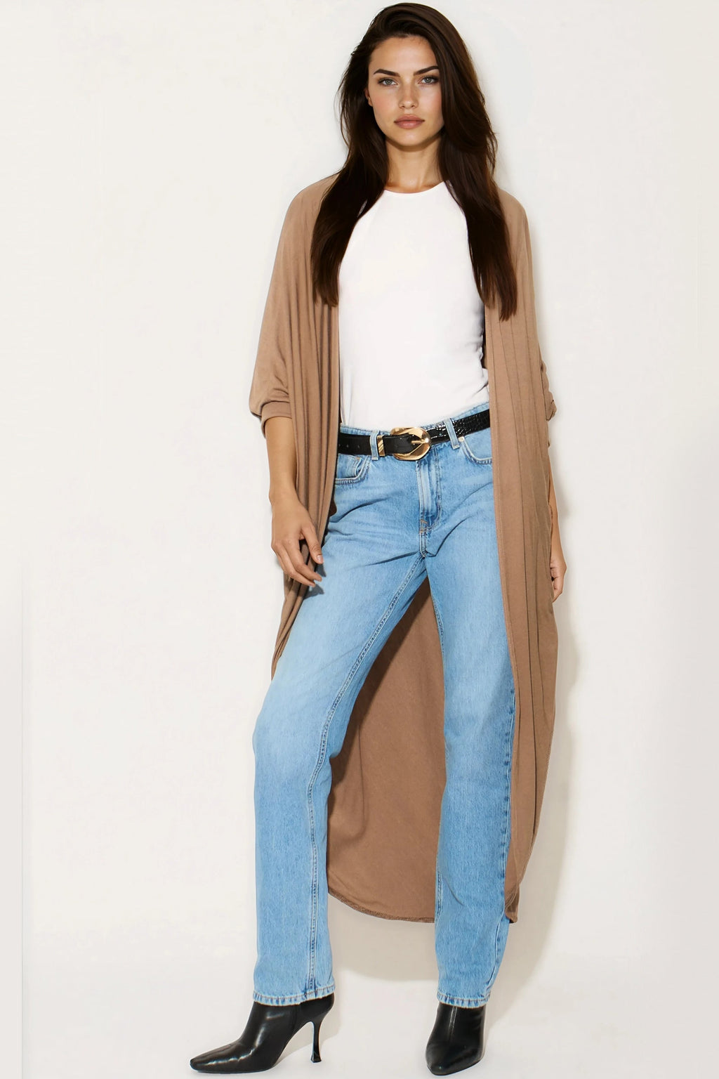 Mocha Batwing Sleeve Kimono Cardigan-0