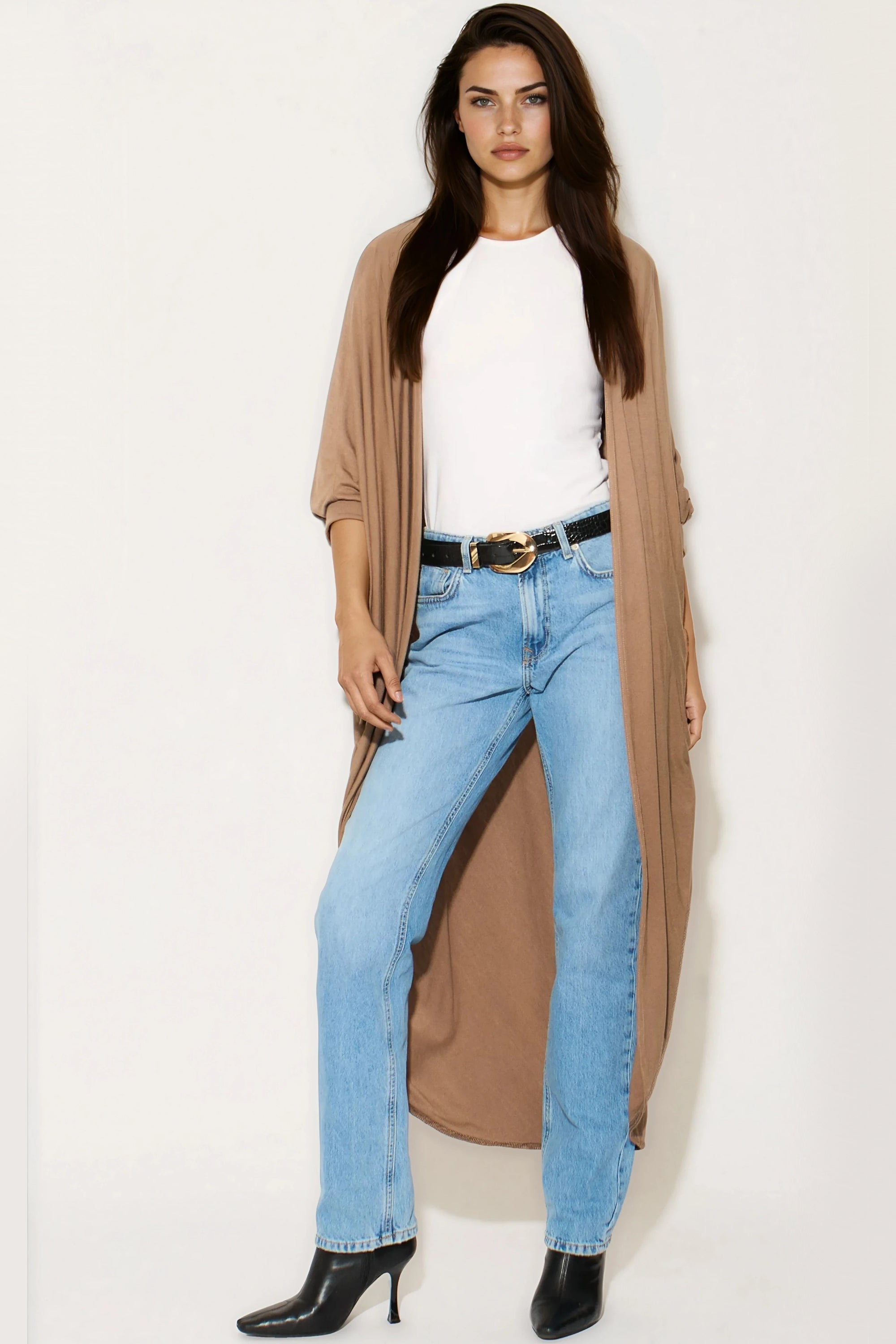 Mocha Batwing Sleeve Kimono Cardigan-0
