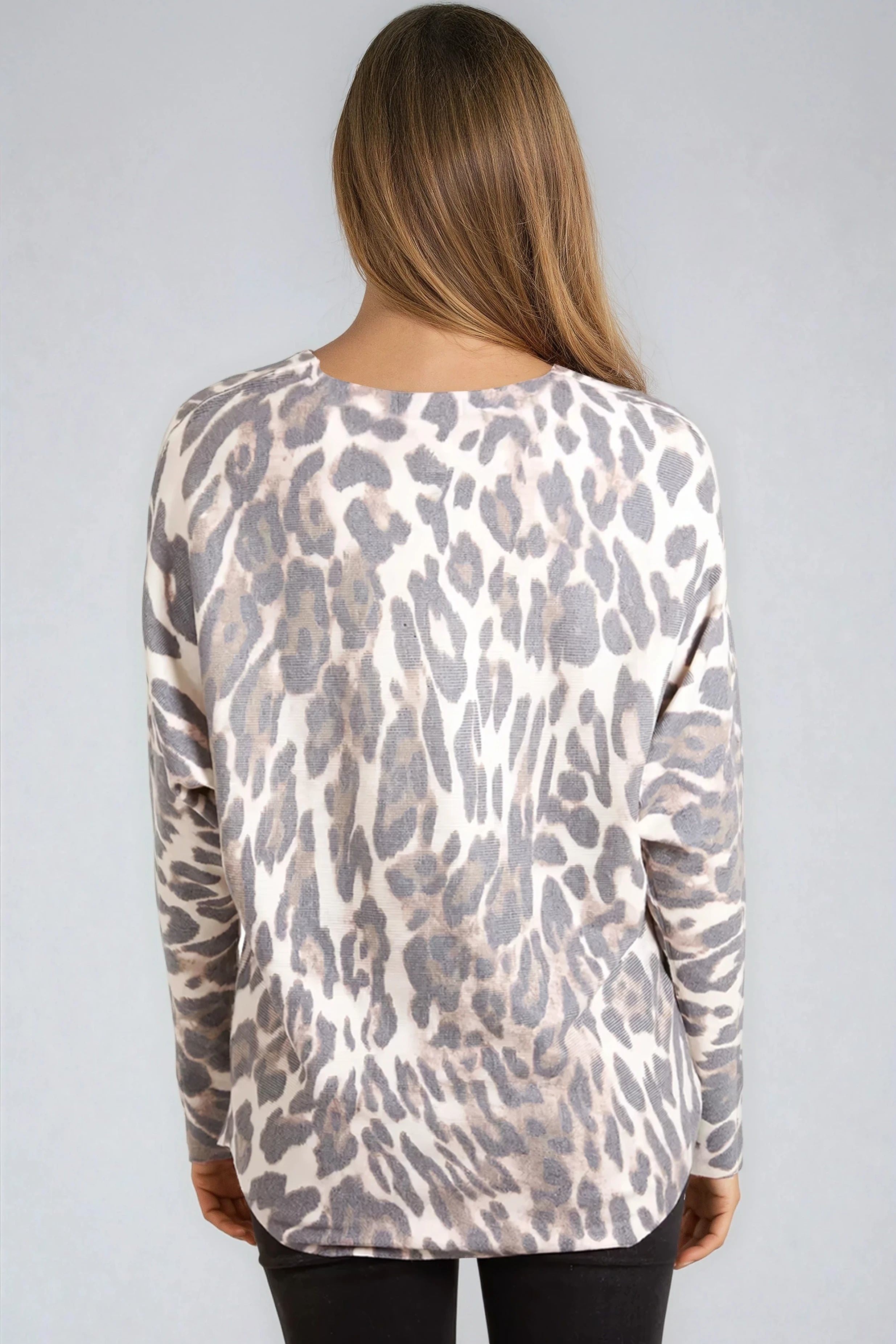 Stone Leopard Fine Knit Jumper-2