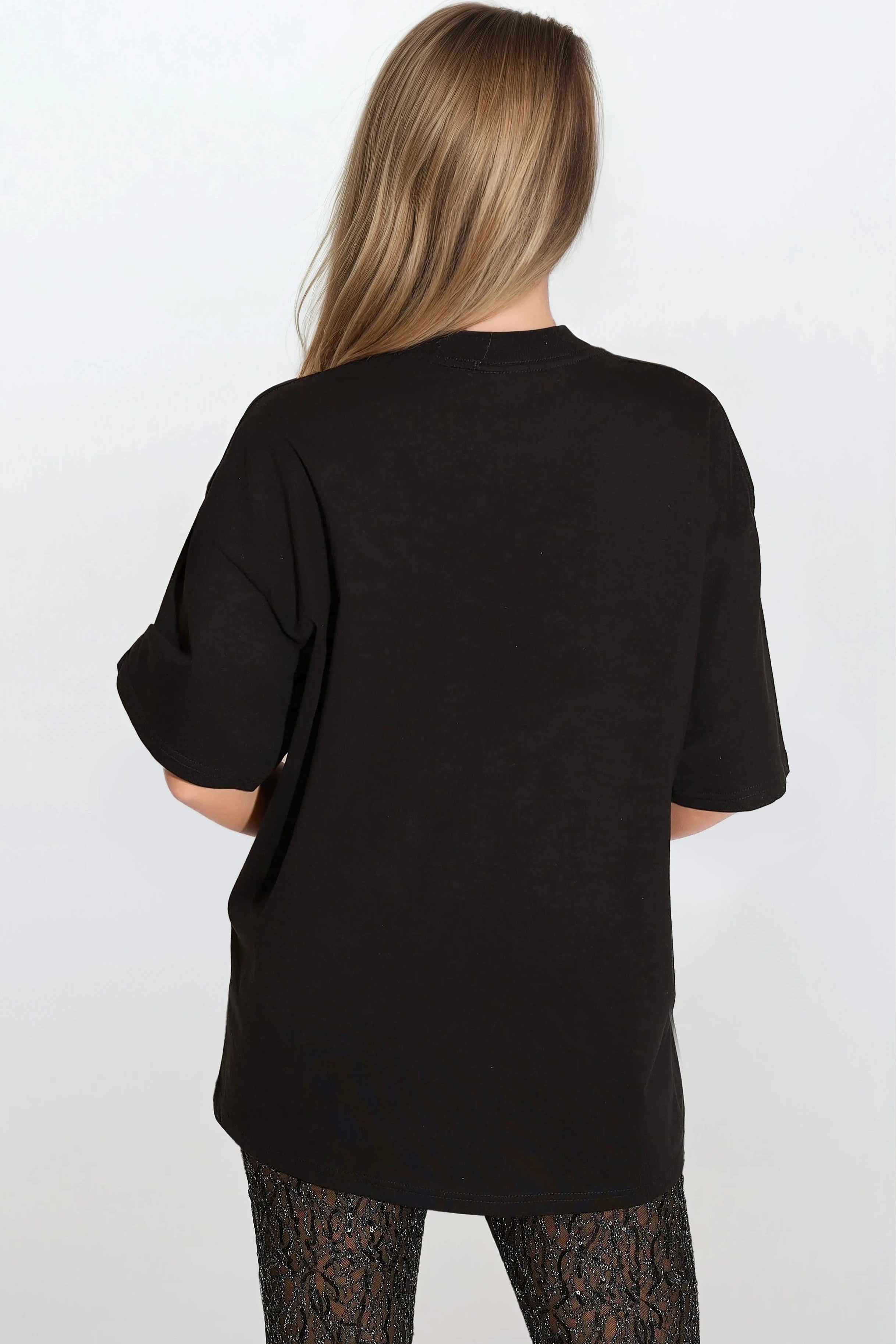 Black Leopard Print Oversized T-Shirt-3