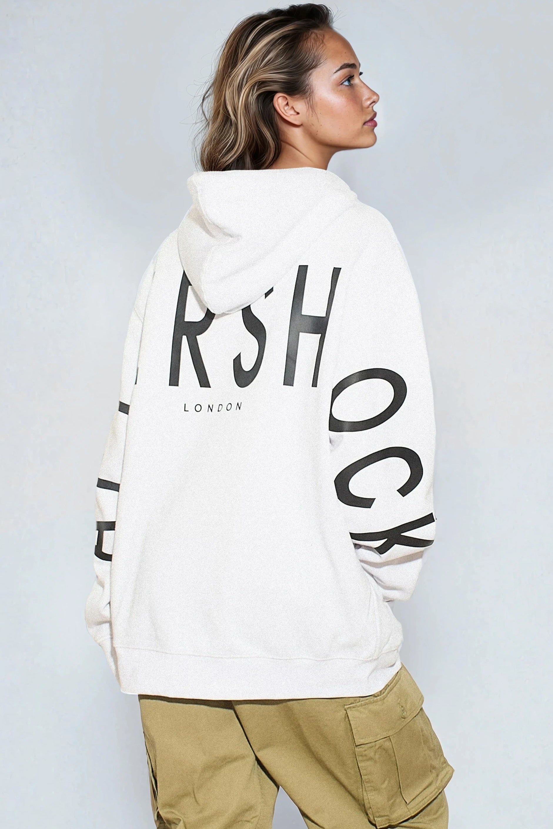 White Aftershock Logo Oversized Hoodie-2