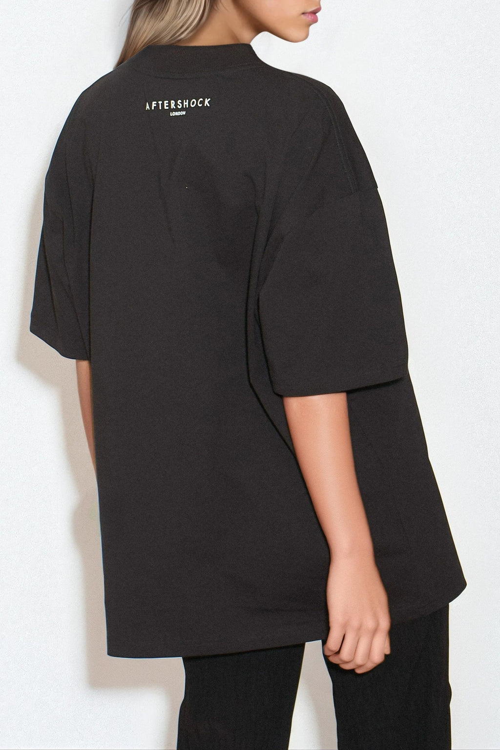 Black Logo Cotton Oversized T Shirt-3